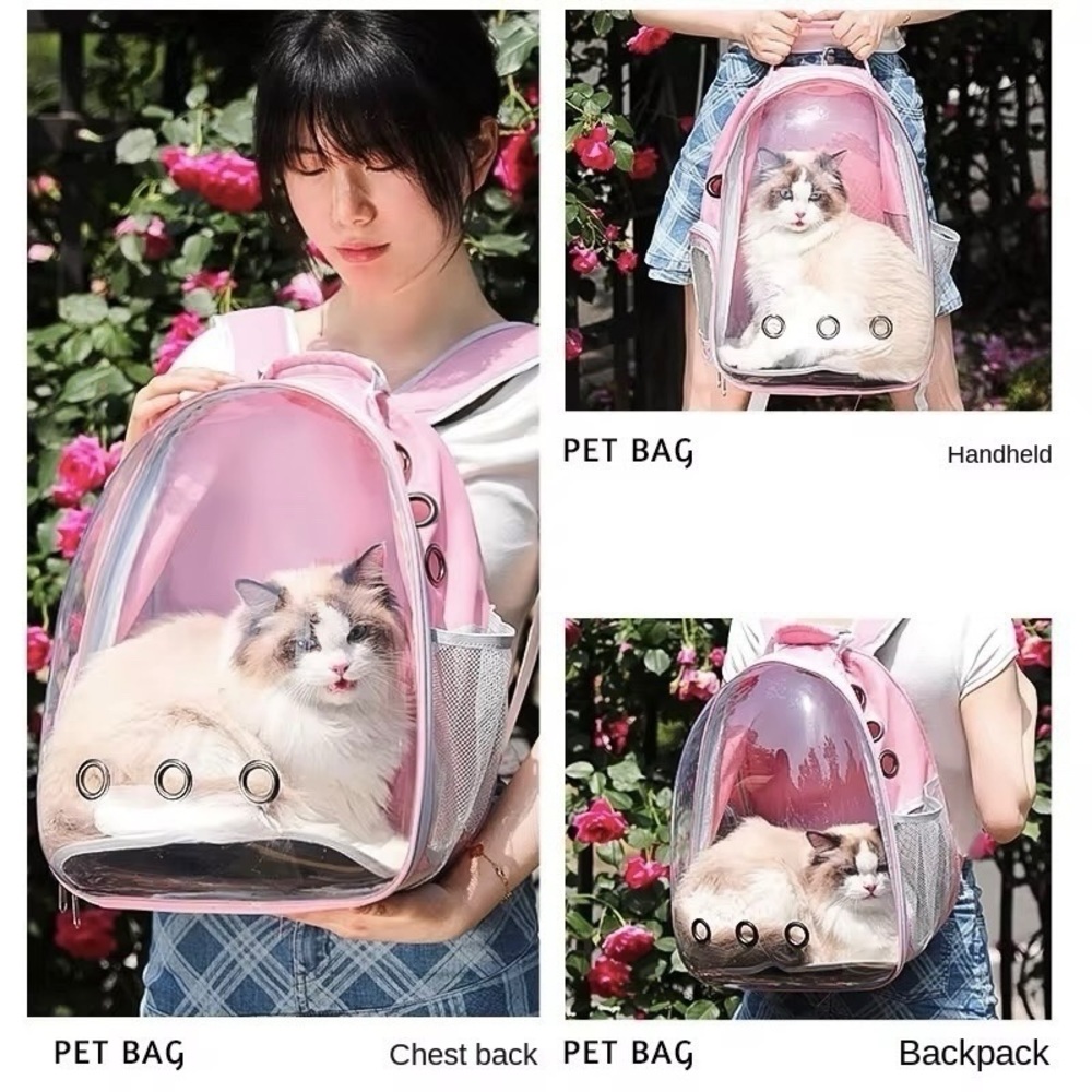 - (NEW)Pink PetPack Clear Bubble Carrying Bag Small, dogs Cats, Space Capsule …